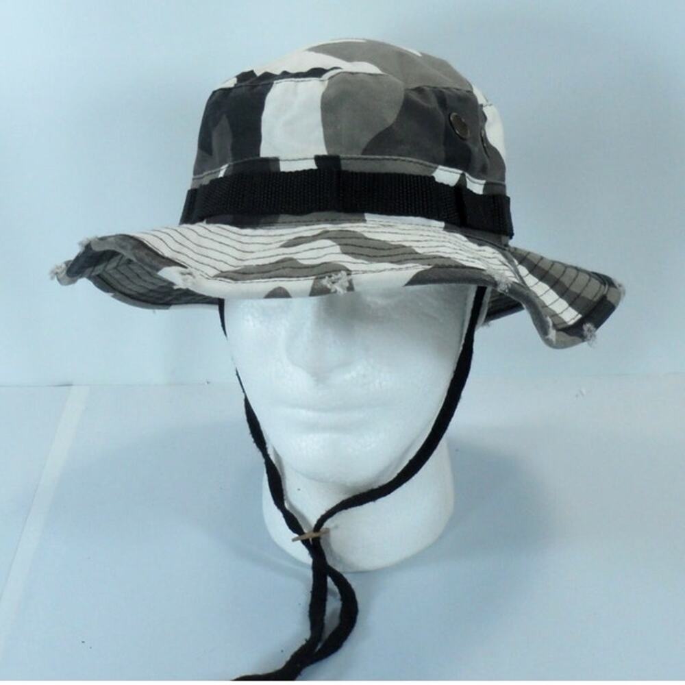 DPC Doreman Pacific Co Camo Boonie Bucket Cap Hat Distressed Fishing Hiking Sz M